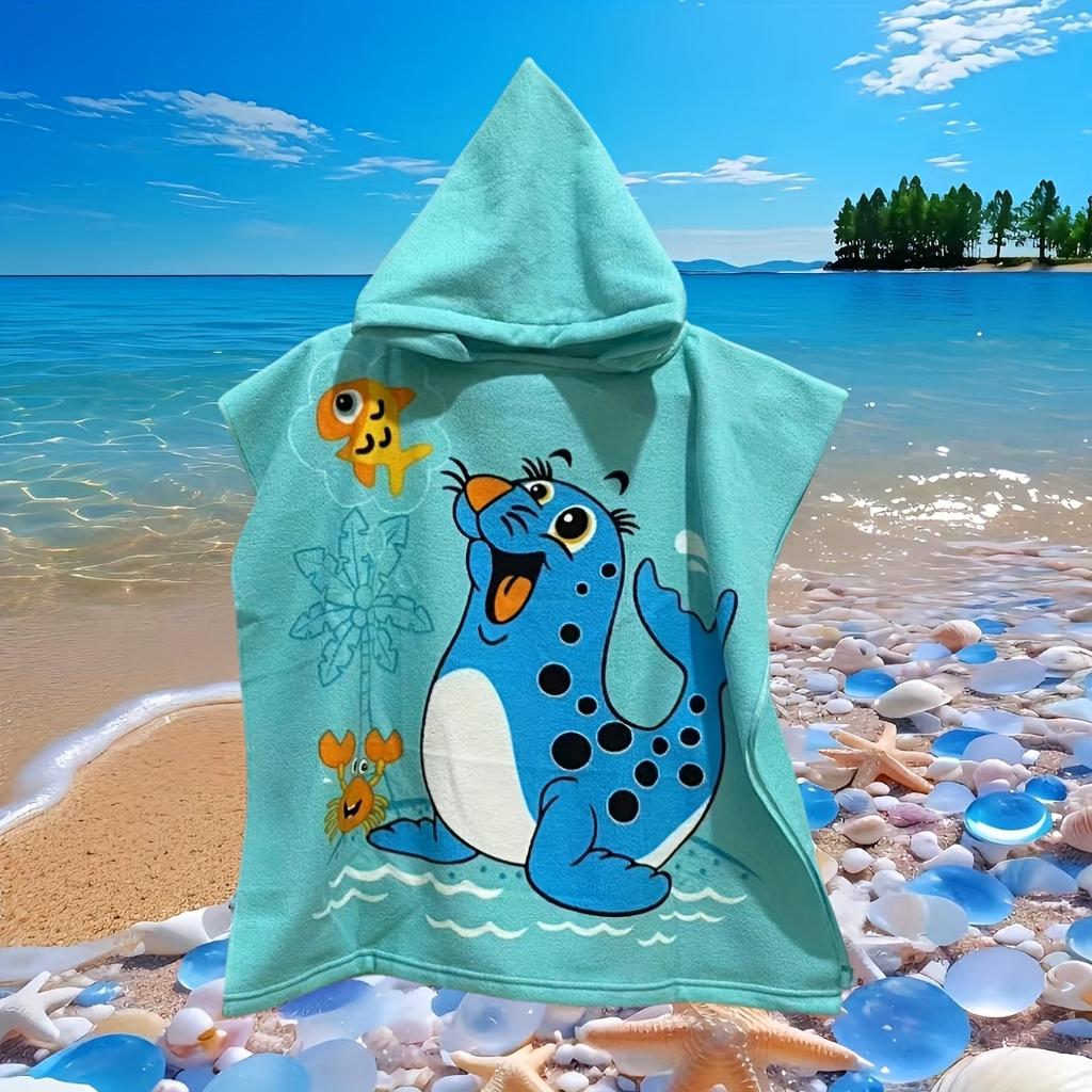 1 Pirate Shark Kids Hooded Bath Towel Single Sided 2D Print Soft Absorbent Microfiber Hooded Towel For Beach Pool Bath Time Gift