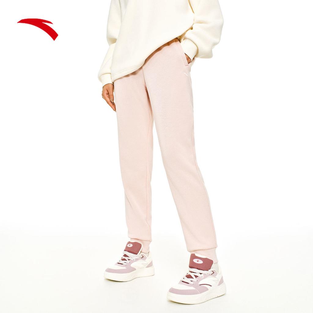 Anta Comfortable Versatile Breathable Knitted Sports Pants Women Bottoms Winter-Pink 962517307N-4
