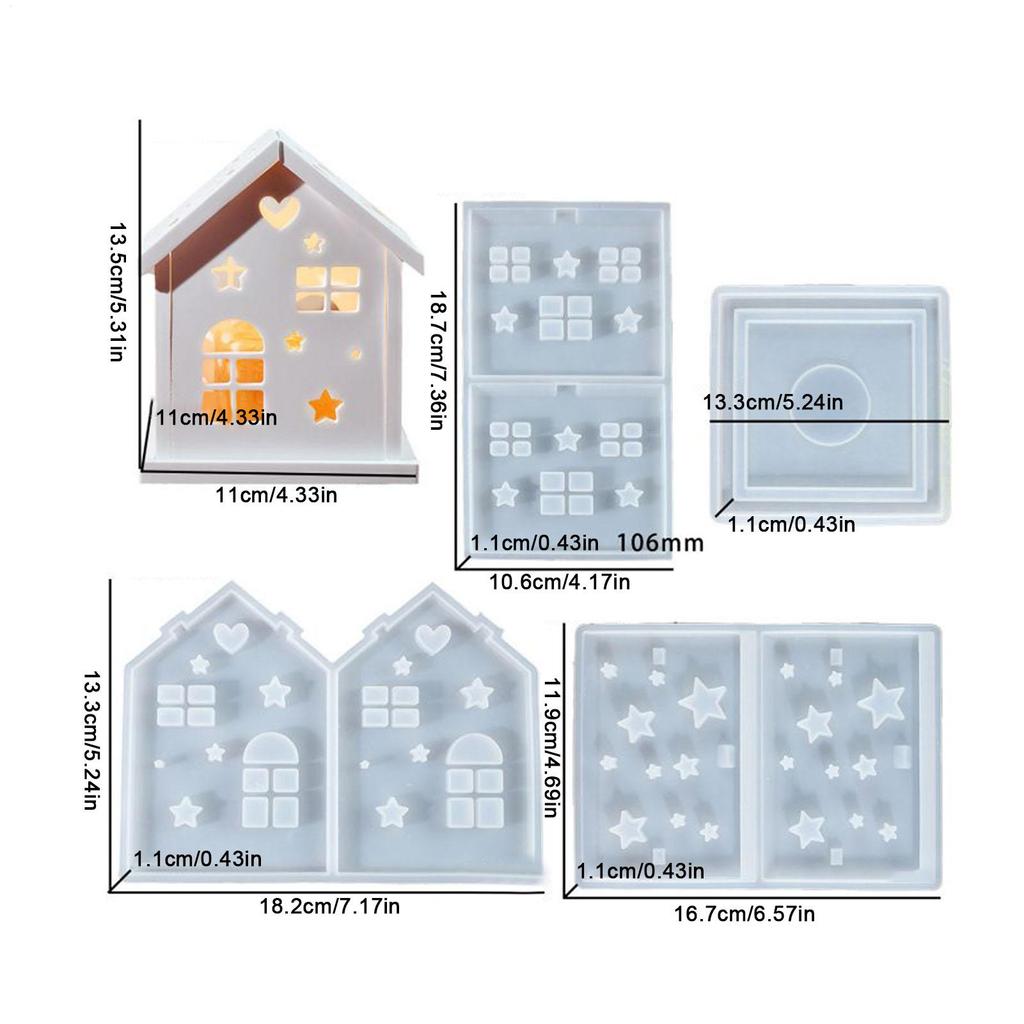 Christmas House Love Silicone Candle Base Molds DIY Gypsum Decorative Candle Holder Resin Craft for Home Desktop Ornament