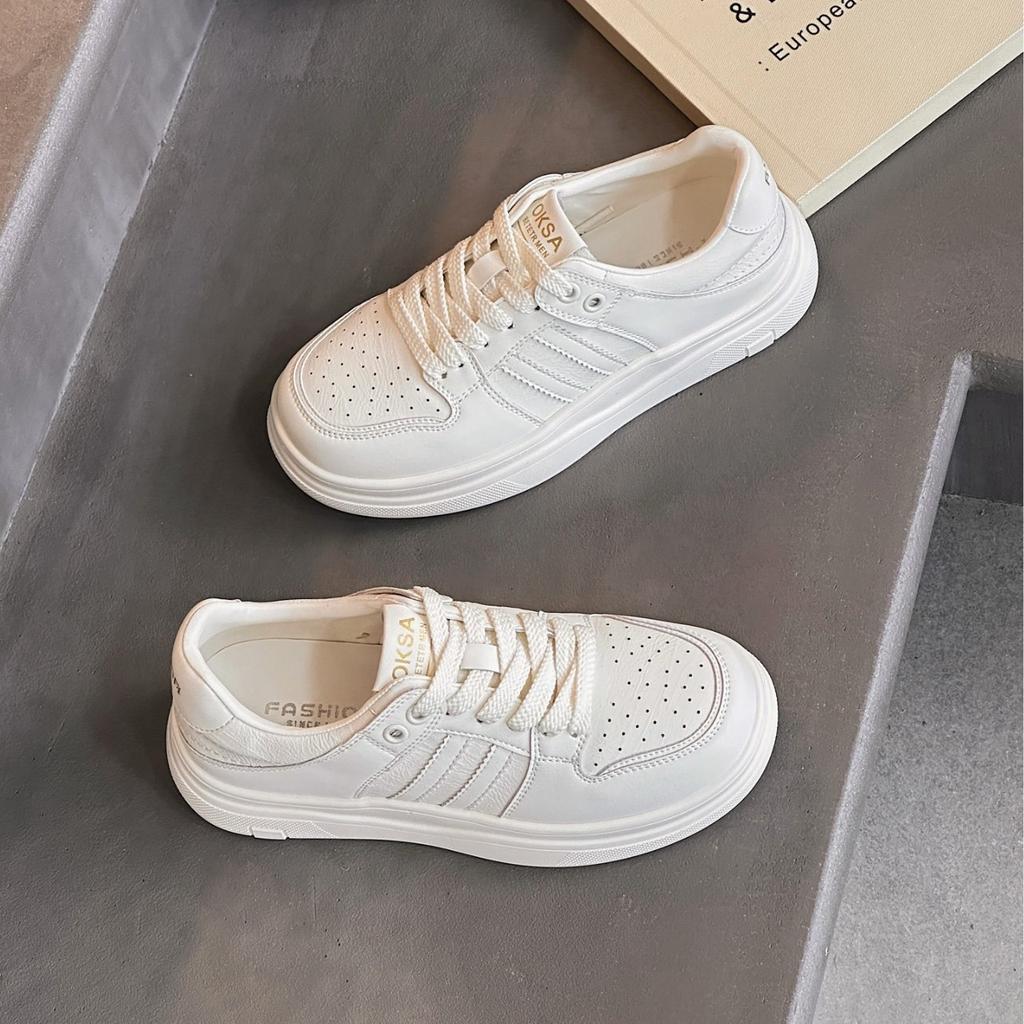 Leather Flat-bottomed Foreign-style Versatile Little White Shoes Women's 2025 New Spring Popular Thick-soled Retro Soft-soled Casual Board Shoes
