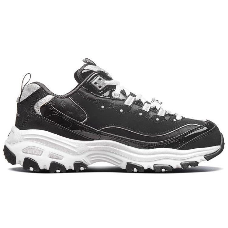 Skechers D'Lites Running Shoes Black/White/Gray Women's 12242-BKW