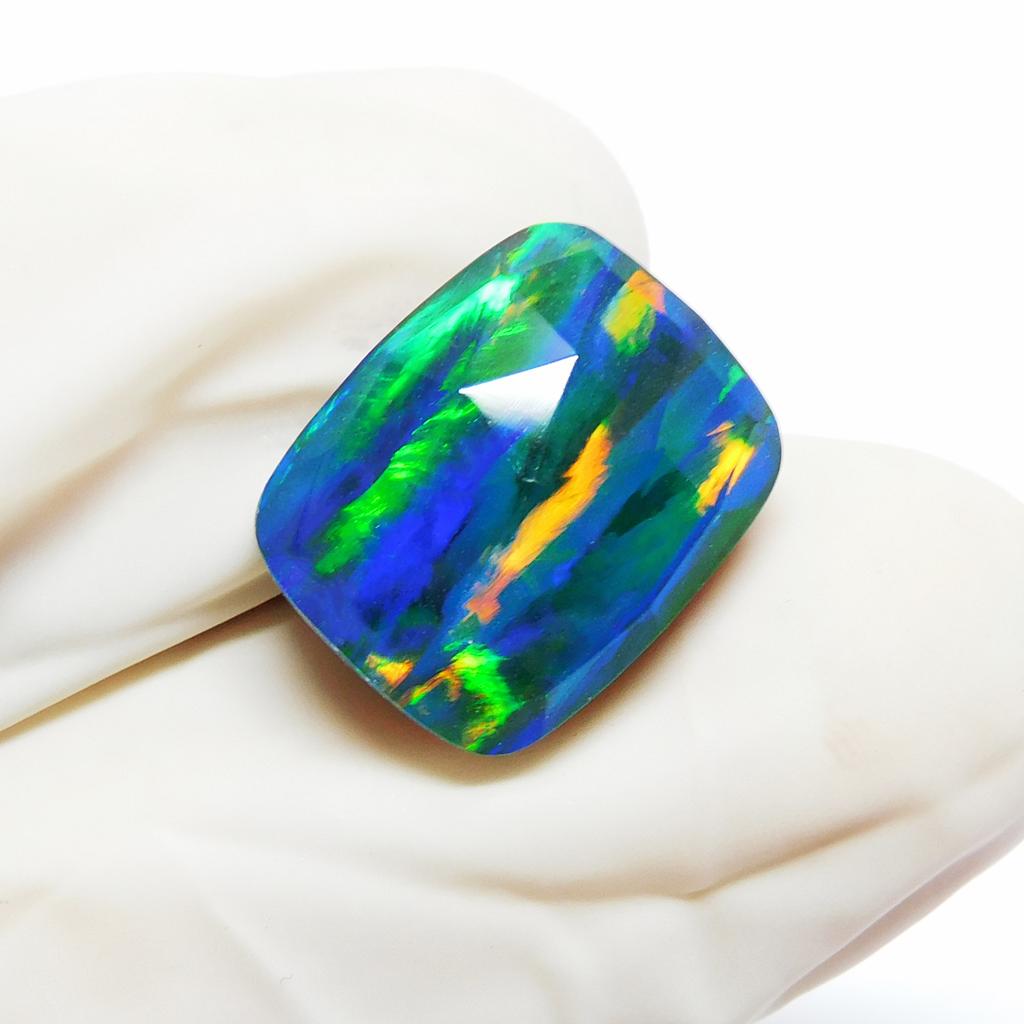 Lab-Created Opal Loose Gemstone Cushion Cut 6.35 ct Multi Color Doublet for Jewelry Making Projects