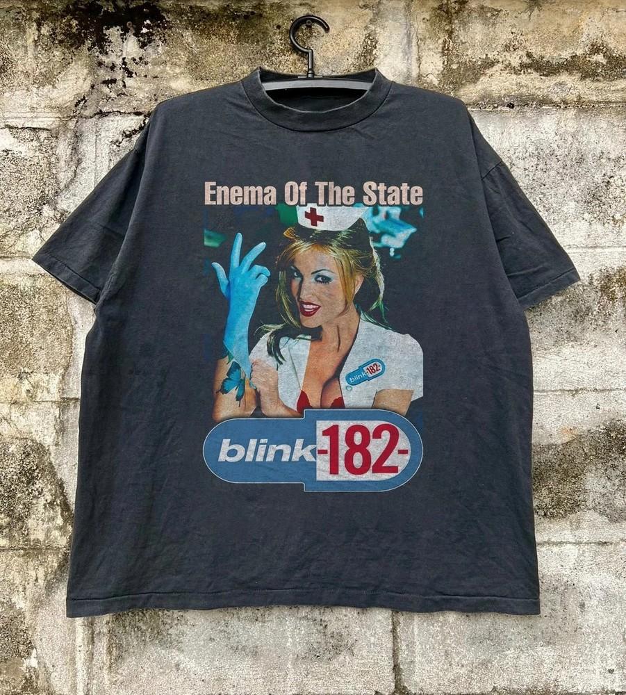 Футболка Blink 182 Enema of the State Унисекс Черная Хлопковая Футболка Размер S-5XL Унисекс Футболка XXXL