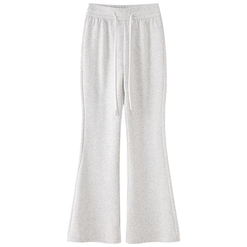 Douyin Women’s Winter Fleece-Lined Micro Flare Sweatpants - 2024 High Waist Slimming Wide Leg Horseshoe Pants