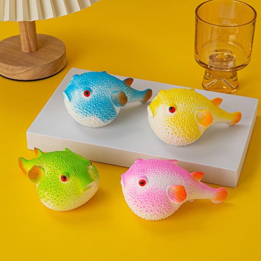 TPR Pufferfish Squeeze Toy Pufferfish Pufferfish Pinch Music Vent Toy  Desktop Decoration