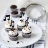 16PCS Music Notes Cupcake Toppers Black Glitter Musical Symbol Cupcake Picks for Rock Music Concert Theme Baby Shower Wedding B