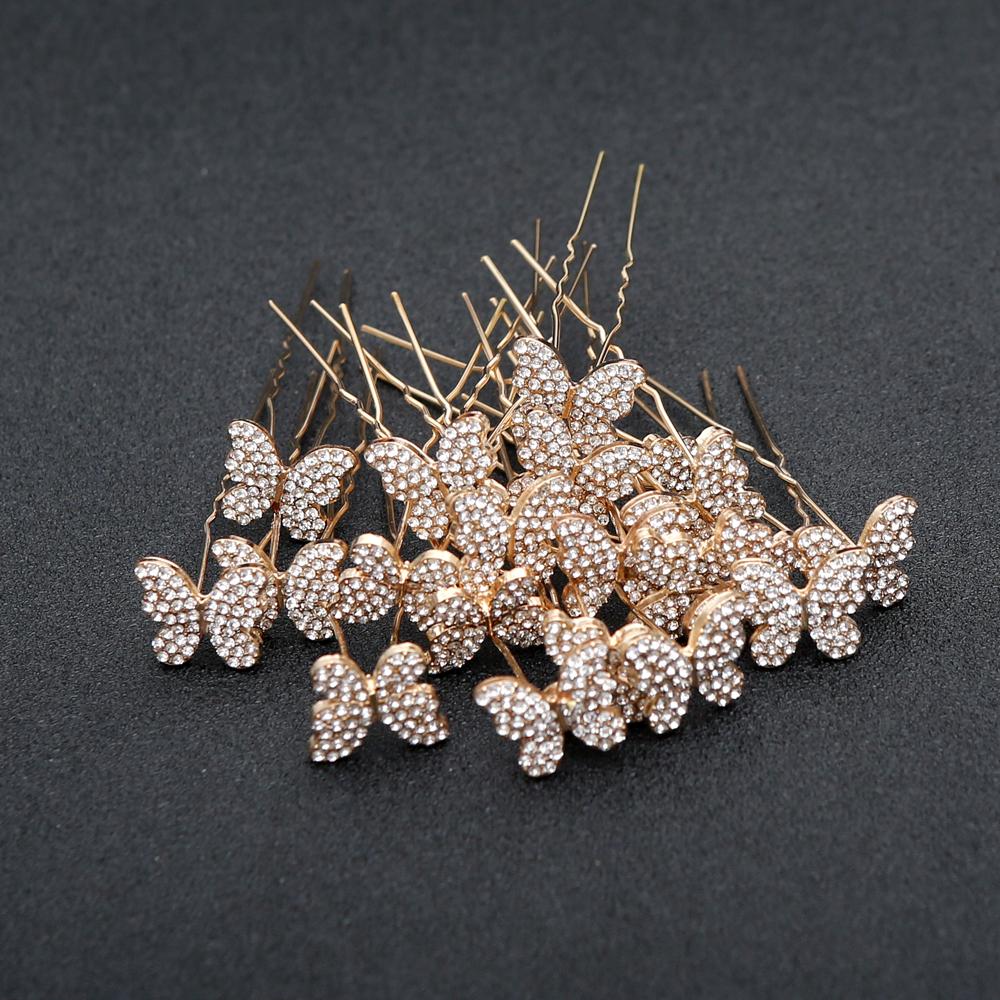 20pcs Delicate Fashion Hair Accessories Alloy Floral Rhinestone Hair Sticks Vintage Hanfu Butterfly Hair Performance Headpieces