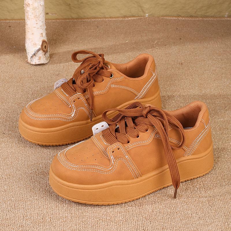 Nové dámské tenisky se silnou podrážkou, nazouvací boty zvyšující výšku, šněrovací, všestranné sportovní a volnočasové boty, trendy boty