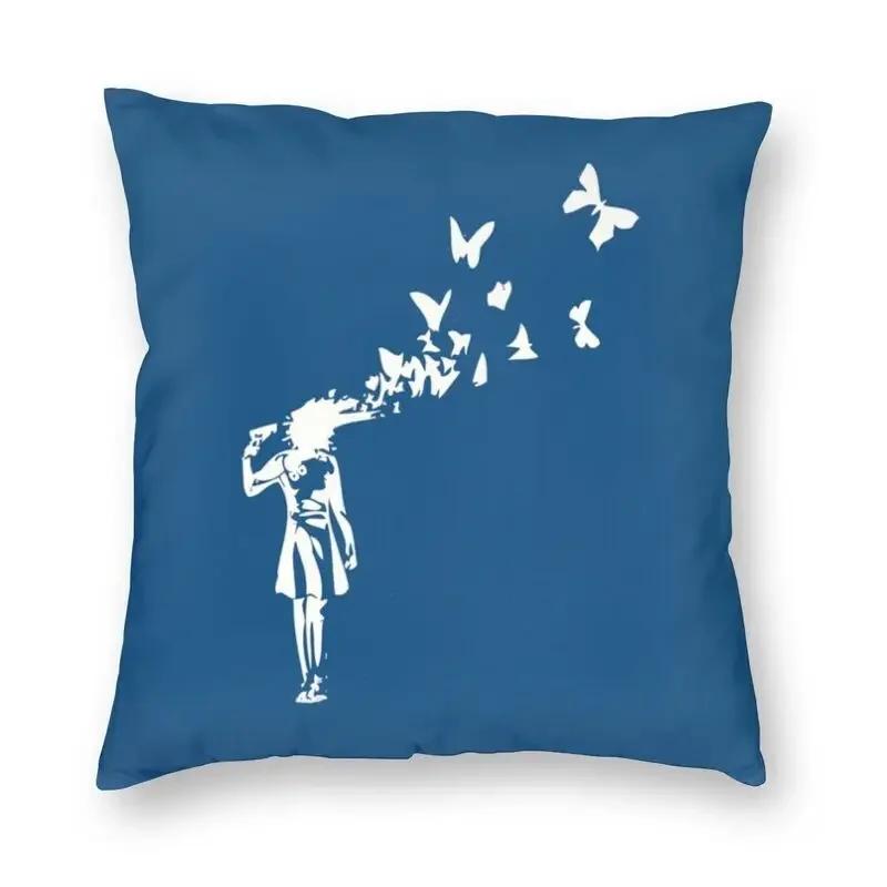 Classic Banksy Street Graffiti Pop Art Square Throw Pillow Case Home Decorative Girl With Red Balloon Cushion Cover For Sofa Car