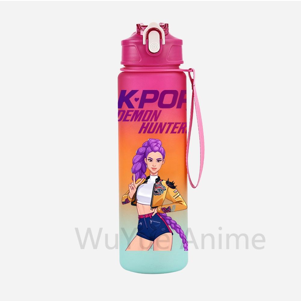 Anime K-Pop Demon Hunters Character Water Cup Large Capacity Outdoor Portable Rope Drinking Bottle Gift for Boys and Girls