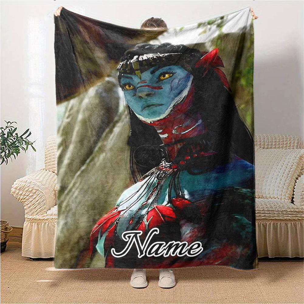 Custom Name Avatar Blue Beauty Party Blanket For Couch Bed Plush Cozy Fuzzy Blanket Super Soft Warm Blankets For Fall And Winter 0916282