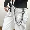 Punk Rock Metal Layered Chain Unisex Waist Key Chain For Jeans Hip-Hop Pants Fashionable Belt Chain Jewelry