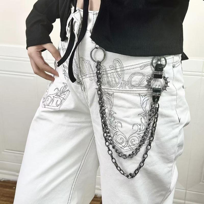 Punk Rock Metal Layered Chain Unisex Waist Key Chain For Jeans Hip-Hop Pants Fashionable Belt Chain Jewelry