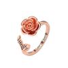 D Rose Flower Adjustable Ring For Women With Electroplated Copper Jewelry