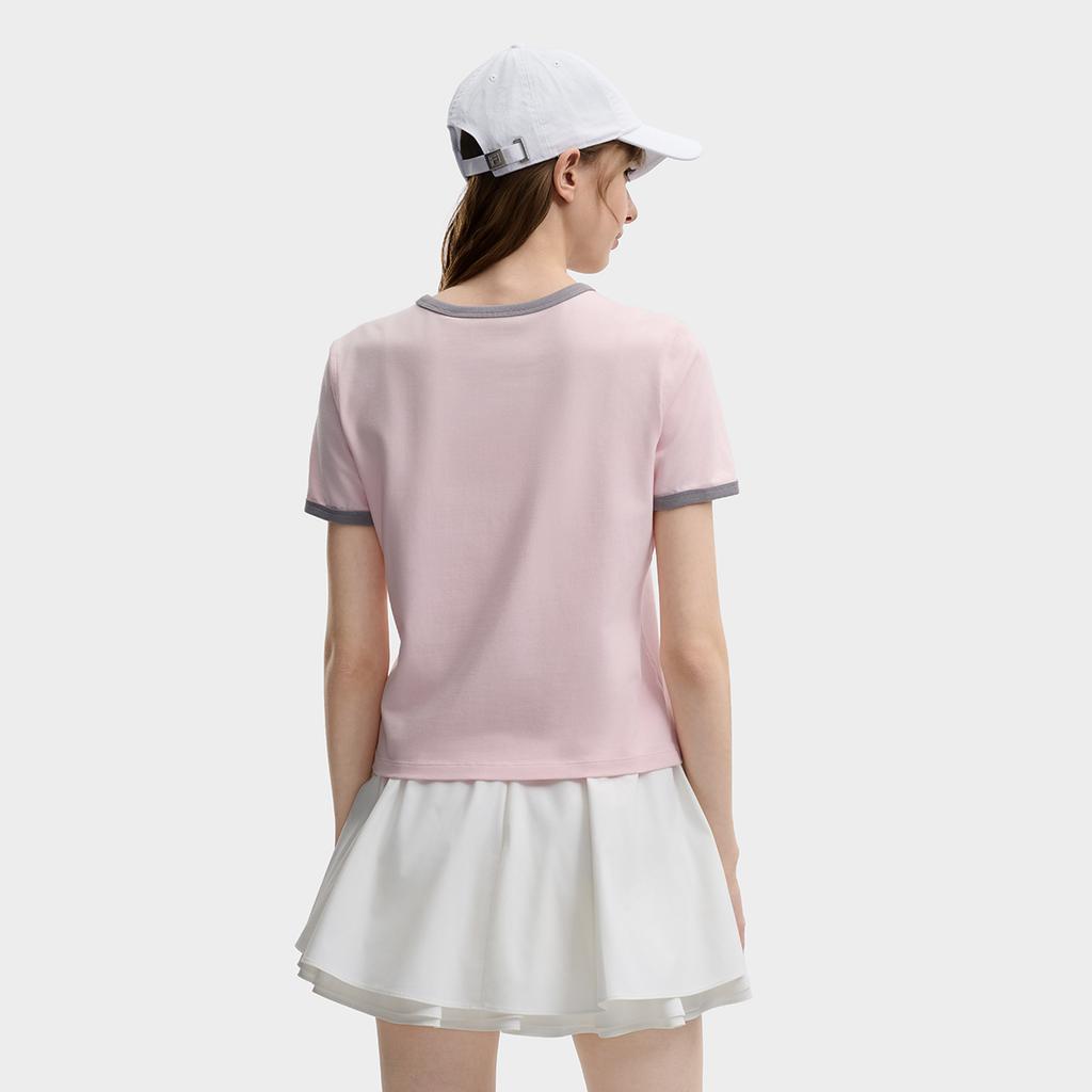 Fila Original Cool Touch Youth Trend T-Shirt Women Tops Pink F11W629110FPK