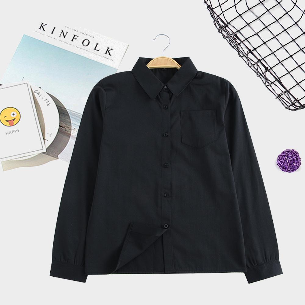 Japanisches JK-Schuluniform-Langarmhemd, weiß, mit spitzem und eckigem Kragen, blickdicht