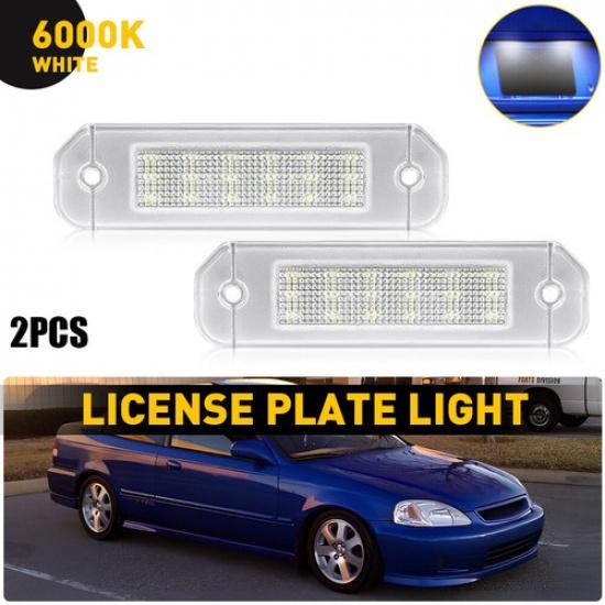 2x AUXITO White LED License Plate Light For 1996-2000 Honda Civic Hatchback