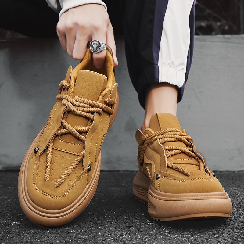 Men's shoes autumn and winter bread shoes men's 2025 new platform heightening tide shoes student youth casual shoes men's trend