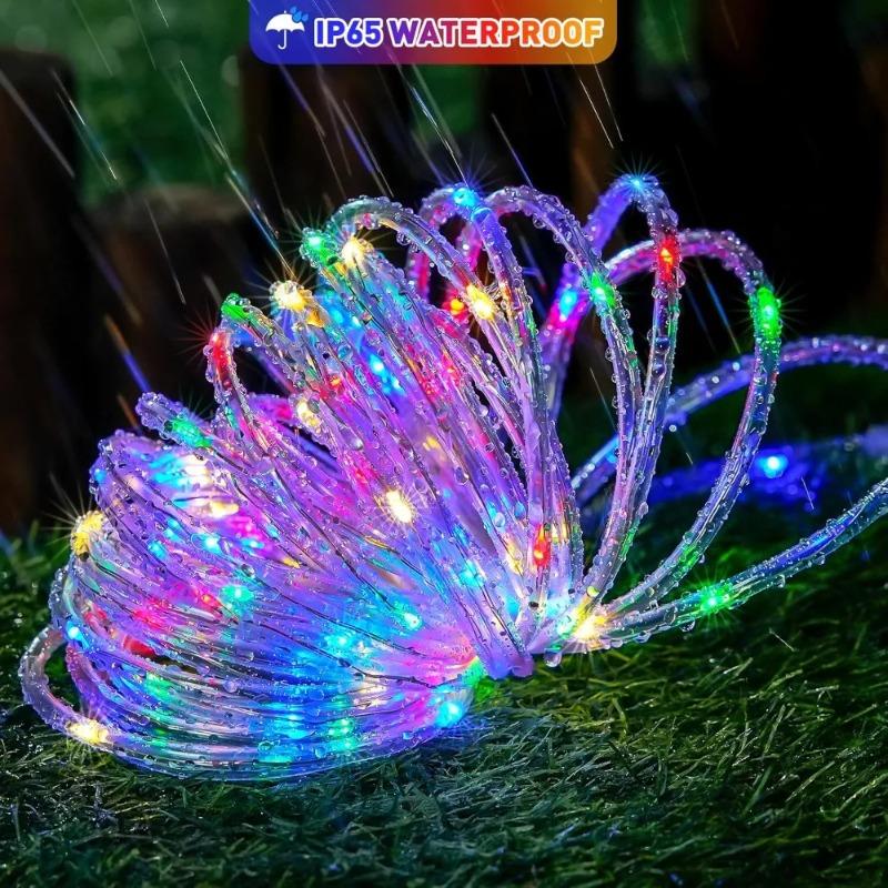 Solar LED Rope String Lights, Waterproof Tube Fairy Garland Lamp for Outdoor Garden, Christmas Holiday & Home Decoration