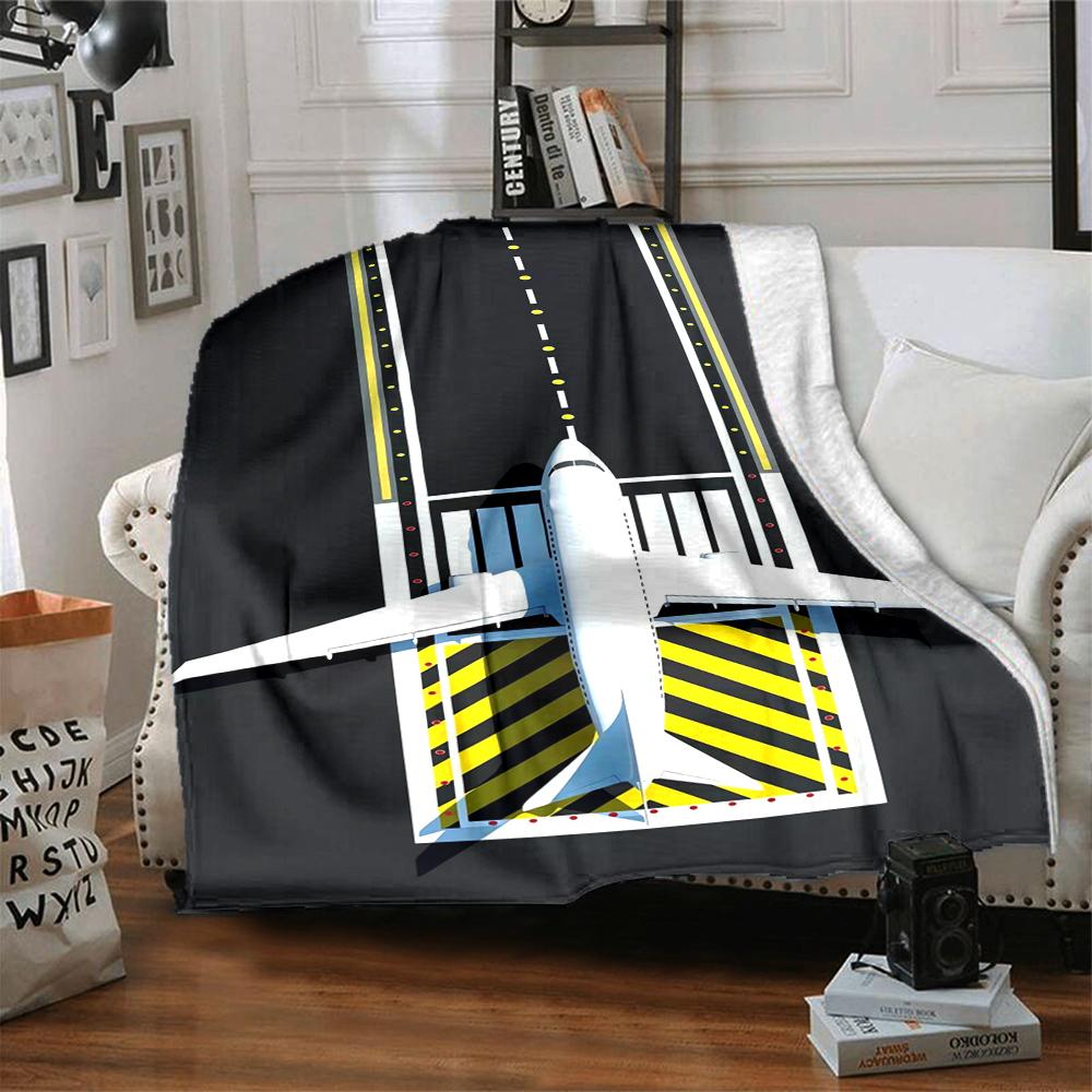 1Pc Airplane Runway Blanket Soft And Comfortable Casual Warm Camping Travel Christmas Halloween Xmas Gift M92845
