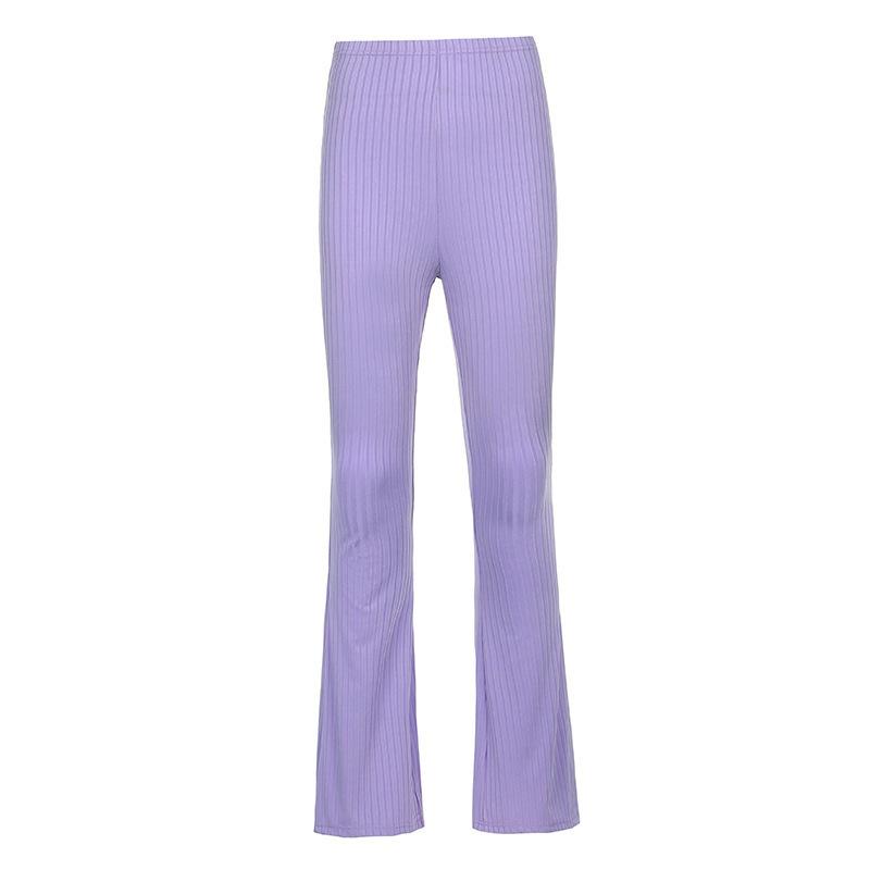 Women's Trousers Fashionable Solid Color Tight High Waist Micro-lacing Trousers Women's Elastic Casual Trousers
