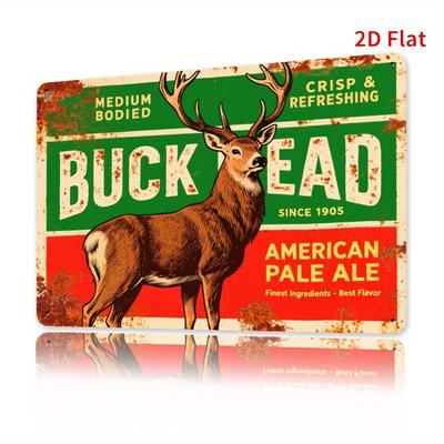 Vintage Head Deer American Pale Beer Metal Sign    Rustic Green  Red Wall Art for Home Office Bar Cafe Decor