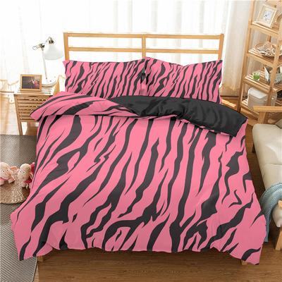 Funda Nórdica Estampado Piel de Animal Rosa King Queen Juego de Cama con Rayas Geométricas Funda de Colcha Arte Moderno Funda de Colcha de Poliéster