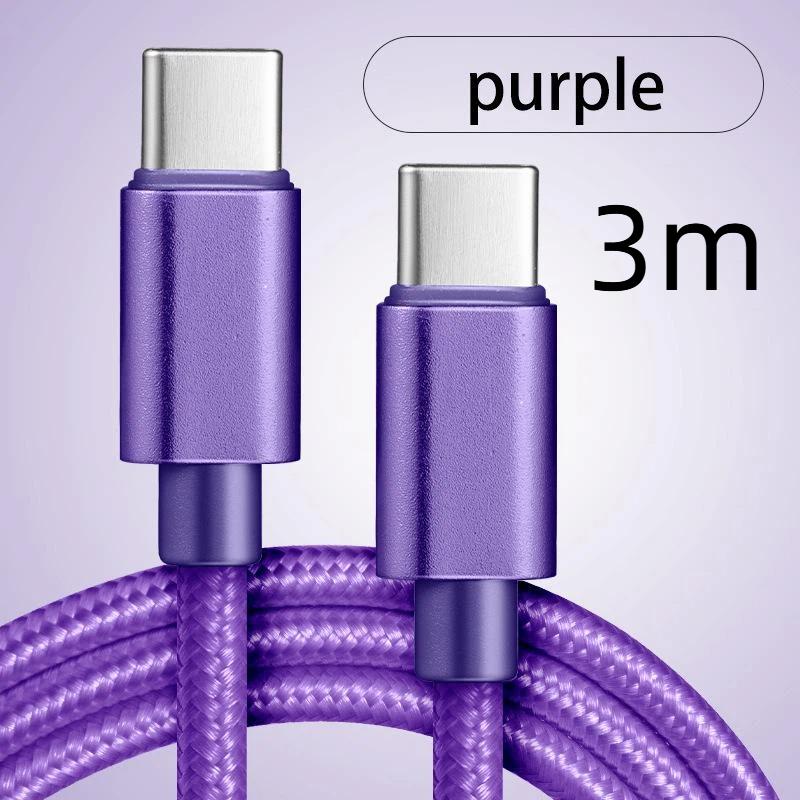 66W 5A Nylon 1/2/3Meters Usb C To Type C Fast Charging Cable For Mosr Mobile Phone Charging Cable