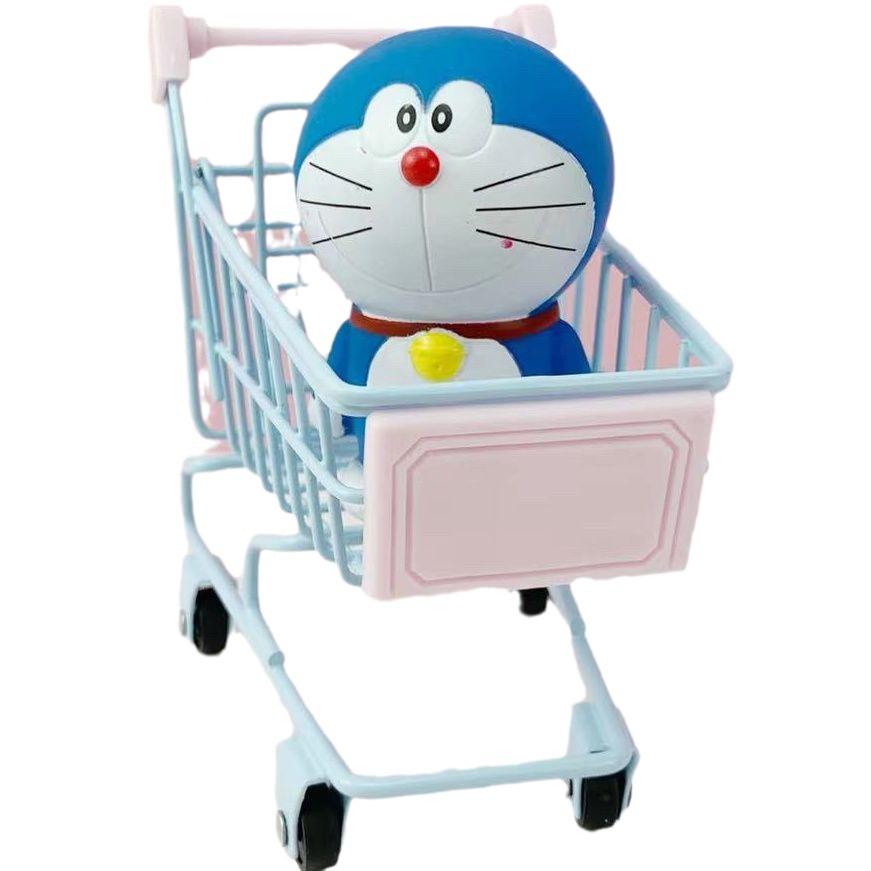 Girlish Pink Mini Supermarket Cart for Makeup Puff Storage & Photo Prop