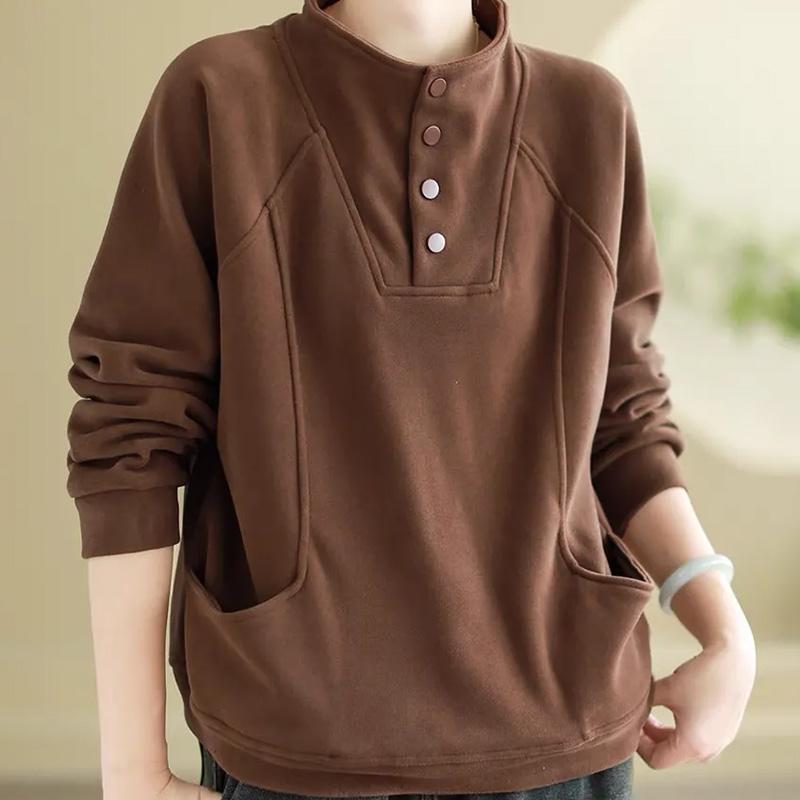 Sweatshirt for Women Cotton Oversize Fleece Thickened Loose Round Neck Casual Pullover Long Sleeve Top Sweatshirt