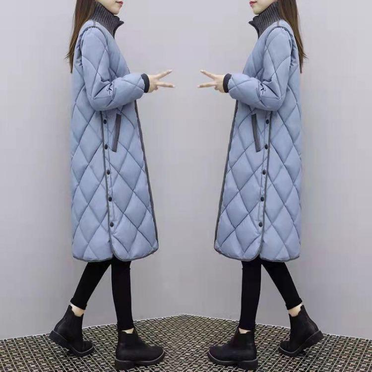 Warm Thickened Winter Coat Women Loose Over Knee Cotton Padded Jacket Mid Length Large Size