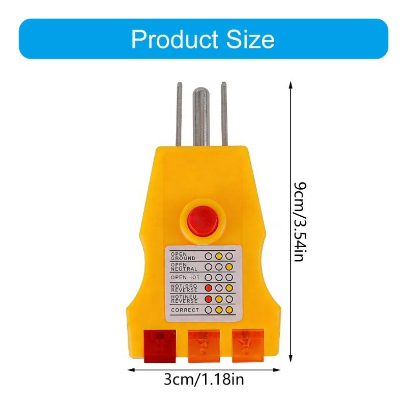 US Standard 3 Prong Outlet Tester with Safety Detections Function Lightweight Designs Device for House & Travel Use