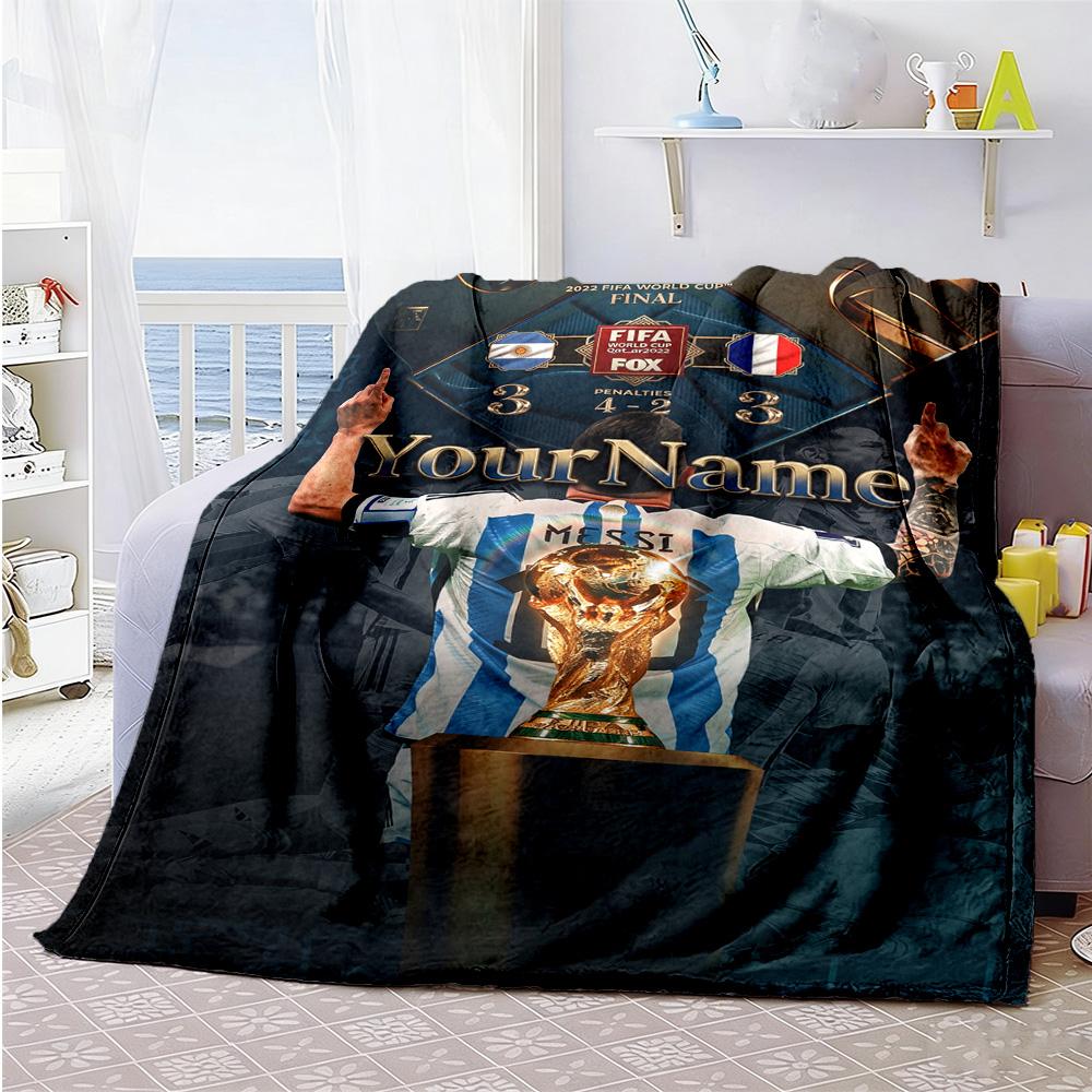 Messi 292 Customize Text Blanket Throw Customizable Blanket Soft Warm Cozy Throw For Sofa Home Decor Picnics Office for All Occasions