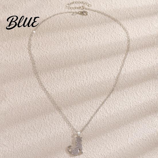 Cat Butterfly Necklace Pendant Cubic Zirconia Cute Kitty Stylish Animal