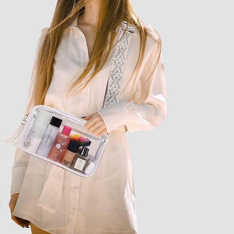 Yogodlns Summer INS Korean Beach Bag Transparent PVC Waterproof Travel Large Capacity Crossbody Bag Swimming Bag Storage Woman's Bag
