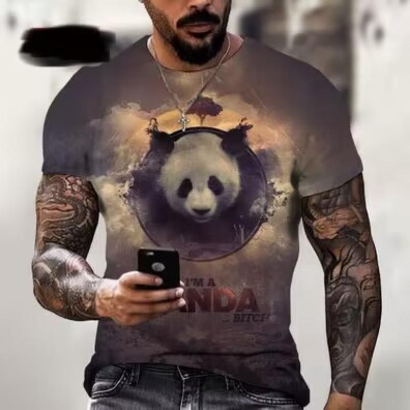 

Летний топ с круглым вырезом и 3D-принтом панды, модная повседневная мужская футболка с коротким рукавом XS