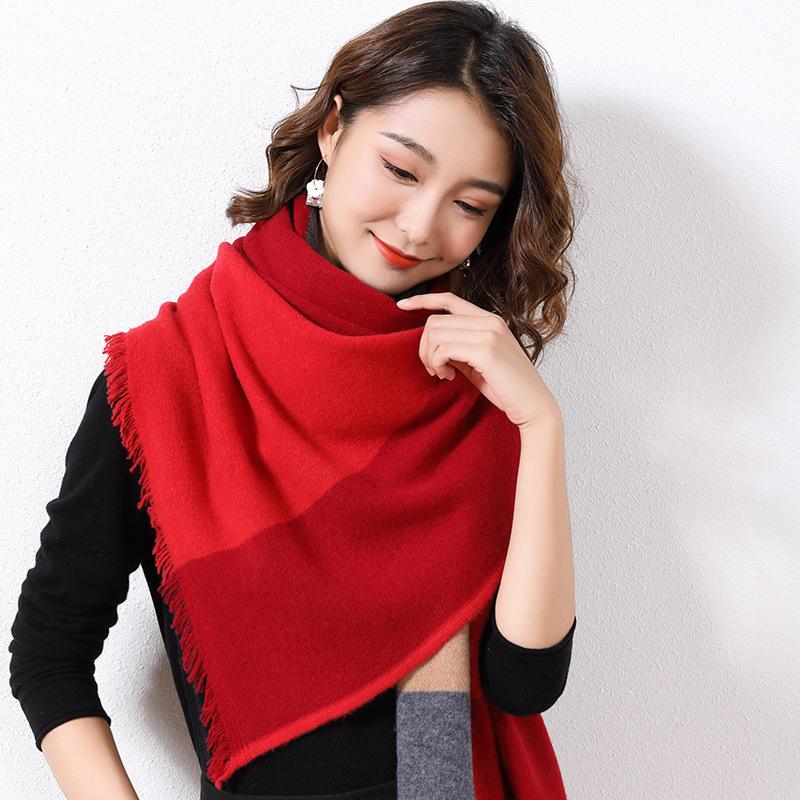 Pure wool women's scarf casual fashion trend autumn scarf autumn and winter Jie warm extended knitted shawl
