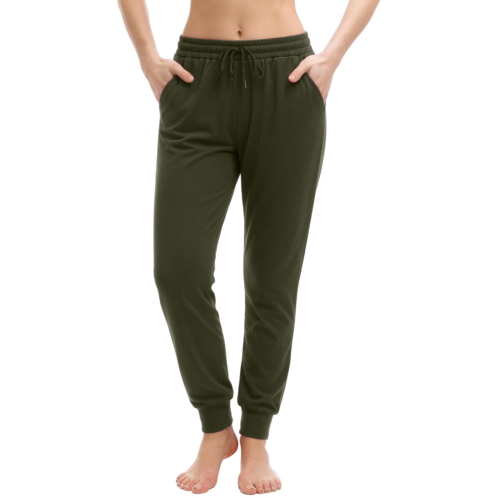 Women s 90% Drawstring Sporty Loose Slimming Cuffed Casual Pants L армия зеленый