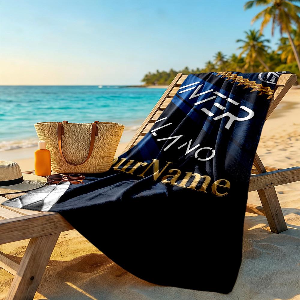 Inter Milan Personalized Text Beach Towel Quick-Dry Soft Microfiber Ideal for Travel Outdoor Swim Pool Yoga Surf Camping Hiking Gym Gift Holiday
