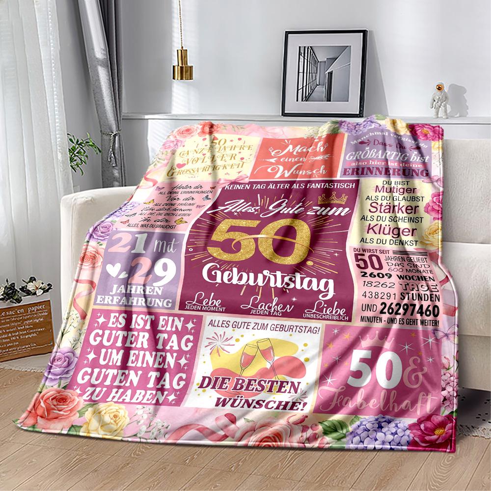 50th Anniversary Celebration Flannel Blanket-Soft and Suitable for Sofas,Beds,Offices,Travel,All Seasons,Great Gift for Holidays and Birthdays.