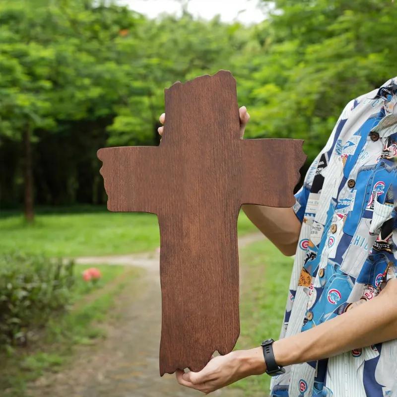 Decorazioni in legno Croce Testa di Spina Vintage Casa Intaglio a mano Ornamenti Artigianato in legno Regali