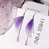 Tulle Butterfly Wings Pearl Earrings Bohemian Long Fringed Earrings Women'S Earrings Jewelry Niche