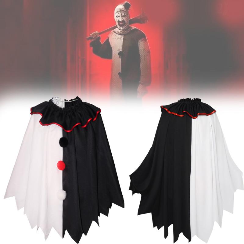 Versatile Scary Clown Cosplay Costume With Elegant Black And White Cloak For All Gender Adults