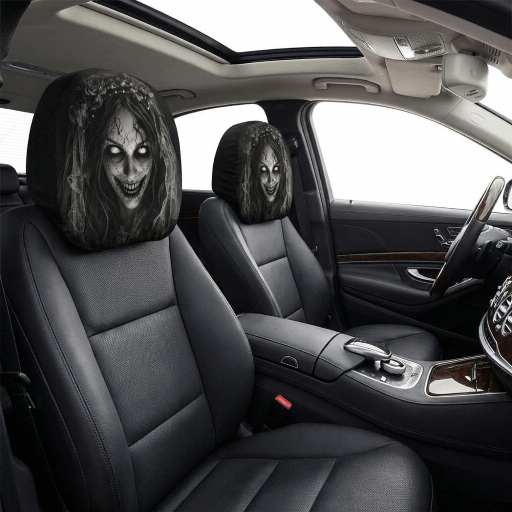 2pcs Vivid Printed Patterns Seat Headrest Protectors Auto Interior Decoration Cover Year Round Use