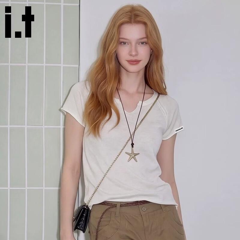 CHOCOOLATEit Women's Lyocell Linen Knit V-Neck T-Shirt