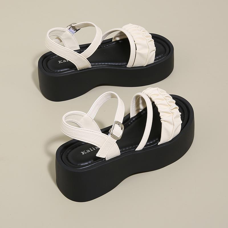 CRLAYDK Women's Sandals Ankle Strap Slides Platform Casual Beach Outdoor for Summer Ladies Wedge Walking Dressy Slippers