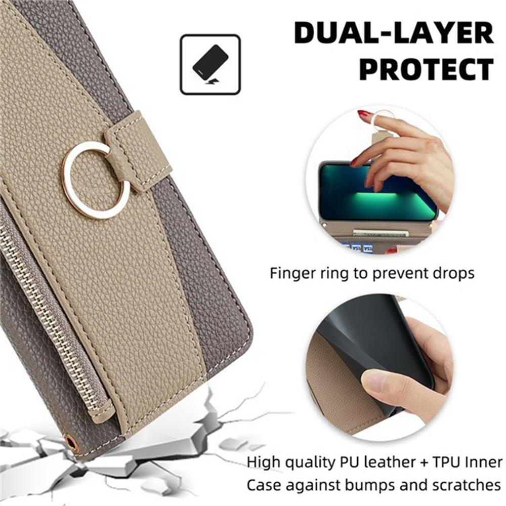 For Motorola Moto G35 5G Case Mirror Wallet Leather Phone Cover with Chain Shoulder Strap