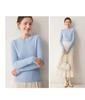 Autumn/Winter Women's Striped 100% Cashmere Round Neck Slim Knit Sweater