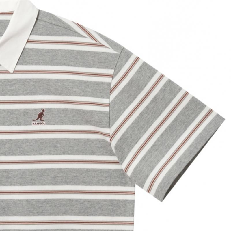 Kangol MulTi STripe Rugby T shirT Melange Grey 2818