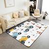 Cartoon Car Kids Area Rug for Bedroom Living Room, Construction Vehicles Indoor Floor Mat for Boys Girls Teens, Dinosaur Yellow